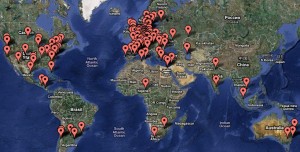 "My Mom Runs Ubuntu" global map (map by Google)